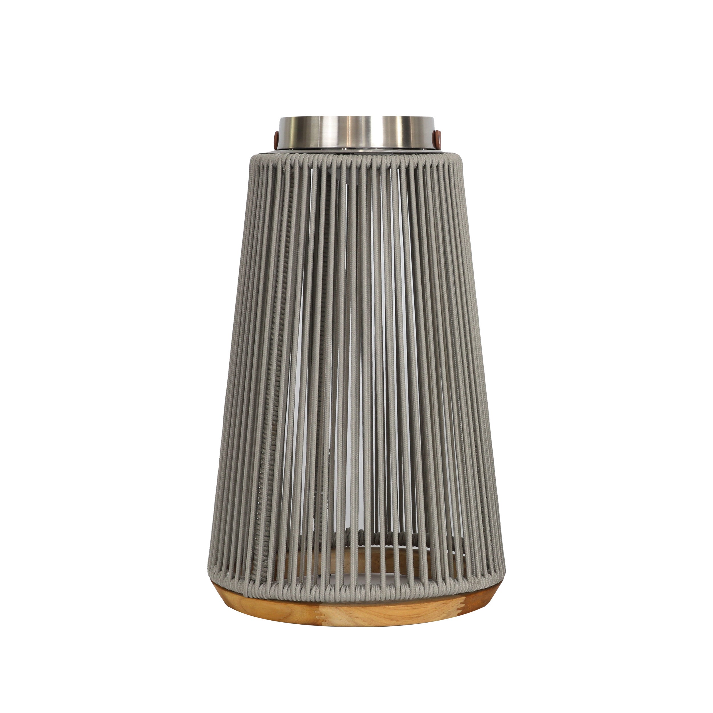 Maze Athena Light Grey Rope Detail Outdoor Solar Lantern Lamp | Large